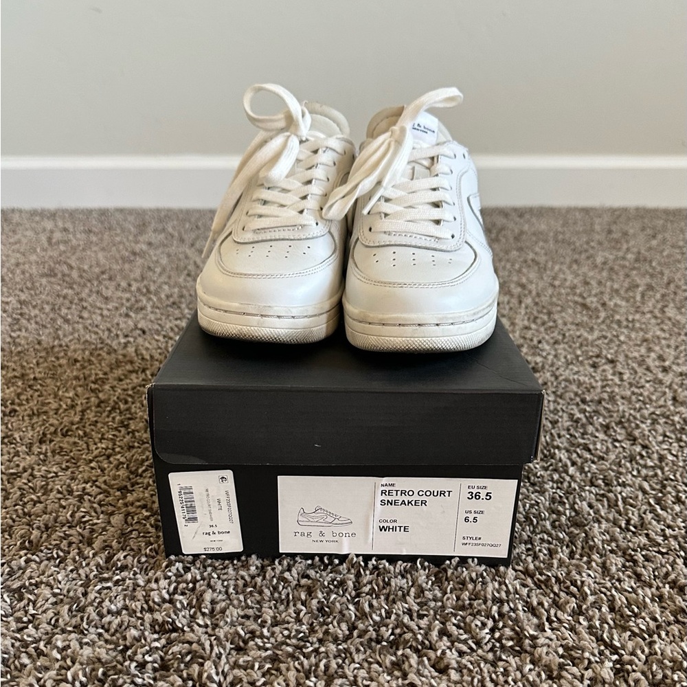 Rag & Bone Retro Court Sneaker in White, size 36.5/ 6.5 - Picture 5 of 7